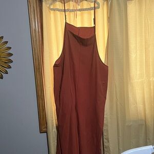 Rust jumpsuit wide leg